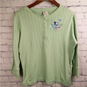 Vintage Disney Store Embroidered Knit Green Long Sleeve Spring Mickey Adult Med